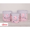 Dubbelzijdige Speelgoedmand M Blauw Roze Grijs Sterren