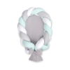 Gevlochten Babynest Geknoopte Bedbumper & Matras 2 in 1 Mint Wit Grijs