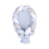 Gevlochten Babynest Geknoopte Bedbumper & Matras 2 in 1 Wit Grijs Blauw