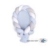 Gevlochten Babynest Geknoopte Bedbumper & Matras 2 in 1 Wit Grijs Blauw