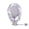 Gevlochten Babynest Geknoopte Bedbumper & Matras 2 in 1 Wit Grijs Purper