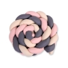 Gevlochten Bedomrander Ledikant XXL Knoop Beige Antraciet Stofroze