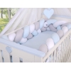 Gevlochten Bedomrander Ledikant XXL Knoop Wit Grijs Blauw
