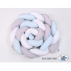 Gevlochten Bedomrander Ledikant XXL Knoop Wit Grijs Blauw