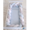 Gevlochten Bedomrander Ledikant XXL Knoop Wit Grijs Blauw