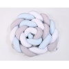 Gevlochten Bedomrander Ledikant XXL Knoop Wit Grijs Blauw