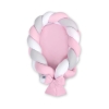 Gevlochten Bedrand Babynestje 2 in 1 Roze Wit Grijs