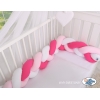 Gevlochten Box-Bedbumper Ledikant 180 cm Roze Wit