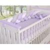 Gevlochten Box-Bedbumper Ledikant 180 cm Wit Grijs Purper