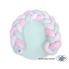 Gevlochten Donut Kussen voor Baby / Speelmat 2 in 1 Mint Roze Wit