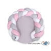 Gevlochten Donut Kussen voor Baby / Speelmat 2 in 1 Roze Wit Grijs