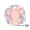Gevlochten Donut Kussen voor Baby / Speelmat 2 in 1 Wit Grijs Poederroze