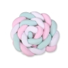 Gevlochten Extra Dikke Lange Bedbumper voor Ledikant XXL 3,6 m Mint Roze Wit