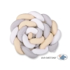 Gevlochten Extra Dikke Lange Bedbumper voor Ledikant XXL 3,6 m Wit Grijs Beige