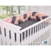 Hoofdbeschermer Gevlochten voor Ledikant 180cm  Beige Antraciet Stofroze
