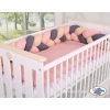 Hoofdbeschermer Gevlochten voor Ledikant 180cm  Beige Antraciet Stofroze