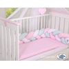 Hoofdbeschermer Gevlochten voor Ledikant 180cm  Mint Roze Wit