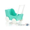 Houten Poppenwagen met Dekentje Mint Wit