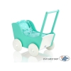 Houten Poppenwagen met Dekentje Mint Wit