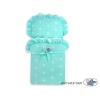 Houten Poppenwagen met Dekentje Mint Wit
