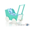 Houten Poppenwagen met Dekentje Mint Wit
