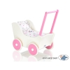 Houten Poppenwagen met Dekentje Wit