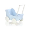 Houten Poppenwagen met Dekentje Wit Blauw