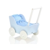 Houten Poppenwagen met Dekentje Wit Blauw