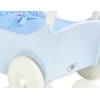 Houten Poppenwagen met Dekentje Wit Blauw