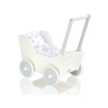 Houten Poppenwagen met Dekentje Wit Grijs
