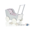 Houten Poppenwagen met Dekentje Wit Grijs