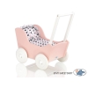 Houten Poppenwagen met Dekentje Wit Poederroze