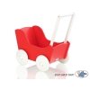 Houten Poppenwagen met Dekentje Wit Rood