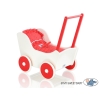 Houten Poppenwagen met Dekentje Wit Rood