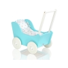 Houten Poppenwagen met Dekentje Wit Turkoois
