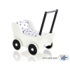 Houten Poppenwagen met Dekentje Wit Zwart