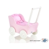 Houten Poppenwagen Roze Wit