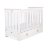 Ledikant met Lade 120x60 cm - Lorenzo III MAXI Wit Poederroze