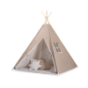 MINI TIPI SET: Tipi-tent + speelmat + GRATIS decoratieve veren Bruin Beige Polkaprikker