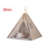 MINI TIPI SET: Tipi-tent + speelmat + GRATIS decoratieve veren Bruin Beige Polkaprikker