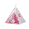 MINI TIPI SET: Tipi-tent + speelmat + GRATIS decoratieve veren Roze Grijs Geruit