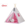 MINI TIPI SET: Tipi-tent + speelmat + GRATIS decoratieve veren Roze Grijs Geruit