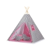 MINI TIPI SET: Tipi-tent + speelmat + GRATIS decoratieve veren Roze Zwart Zigzag