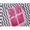 MINI TIPI SET: Tipi-tent + speelmat + GRATIS decoratieve veren Roze Zwart Zigzag