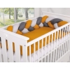 My Sweet Baby Gevlochten Bedbumper voor Babybed 180 cm Grijs Antraciet Honing Mosterd