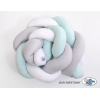 My Sweet Baby Gevlochten Bedbumper voor Babybed 180 cm Mint Wit Grijs