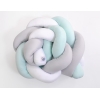 My Sweet Baby Gevlochten Bedbumper voor Babybed 180 cm Mint Wit Grijs