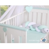 My Sweet Baby Gevlochten Bedbumper voor Babybed 180 cm Mint Wit Grijs