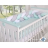 My Sweet Baby Gevlochten Bedbumper voor Babybed 180 cm Mint Wit Grijs