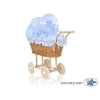 Natuurlijke Poppenwagen van Riet Blauw Polkaprikker